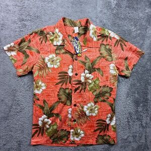 Palmwave Hawaii Button Up Shirt NWT Mens S 100% Cotton Floral Hawaiian Wear